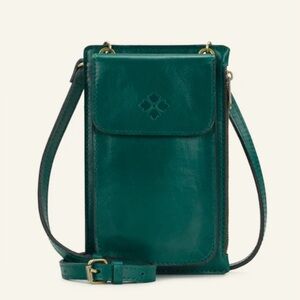 New Patricia Nash Spruce Green Leather Chiavella Small Crossbody Bag
